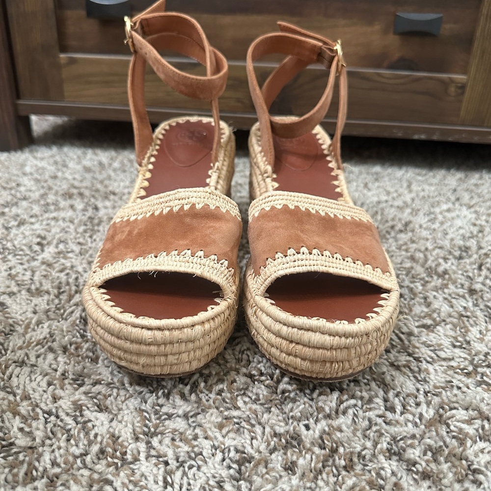 Tan Tory Burch Espadrille Sandals